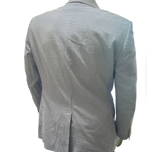 Saddlebred men’s sport coat size 38 regular 100% cotton blue white newer prep - Picture 4 of 13